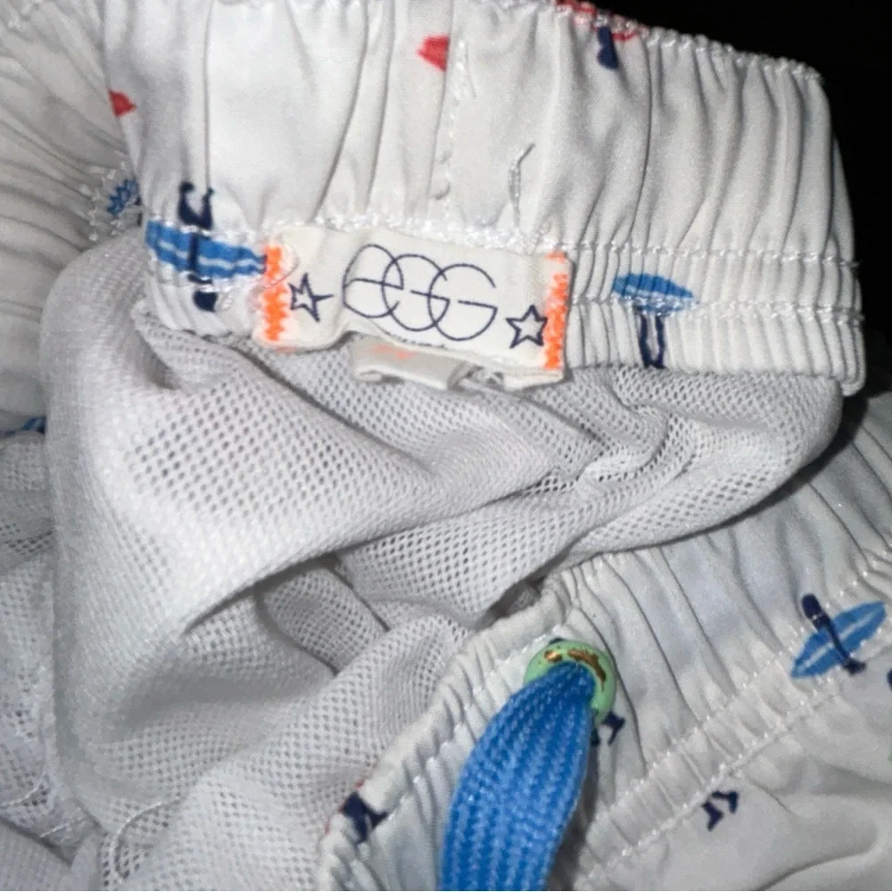 EGO Kids Surfboard Print White Swim Trunks